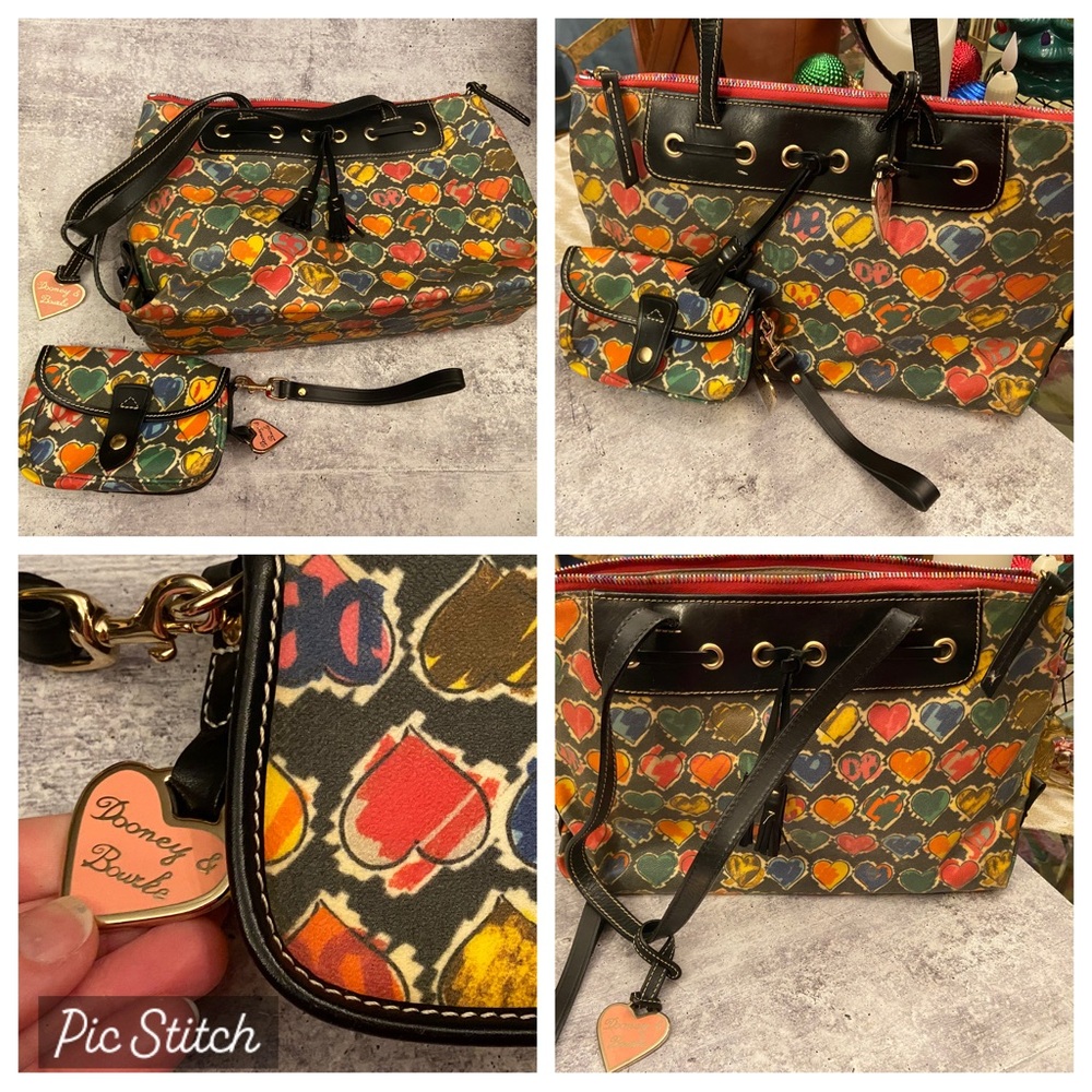 Authentic Vintage Dooney & Bourke Y2K Waxed Canvas & Leather Wristlet Bag Bundle